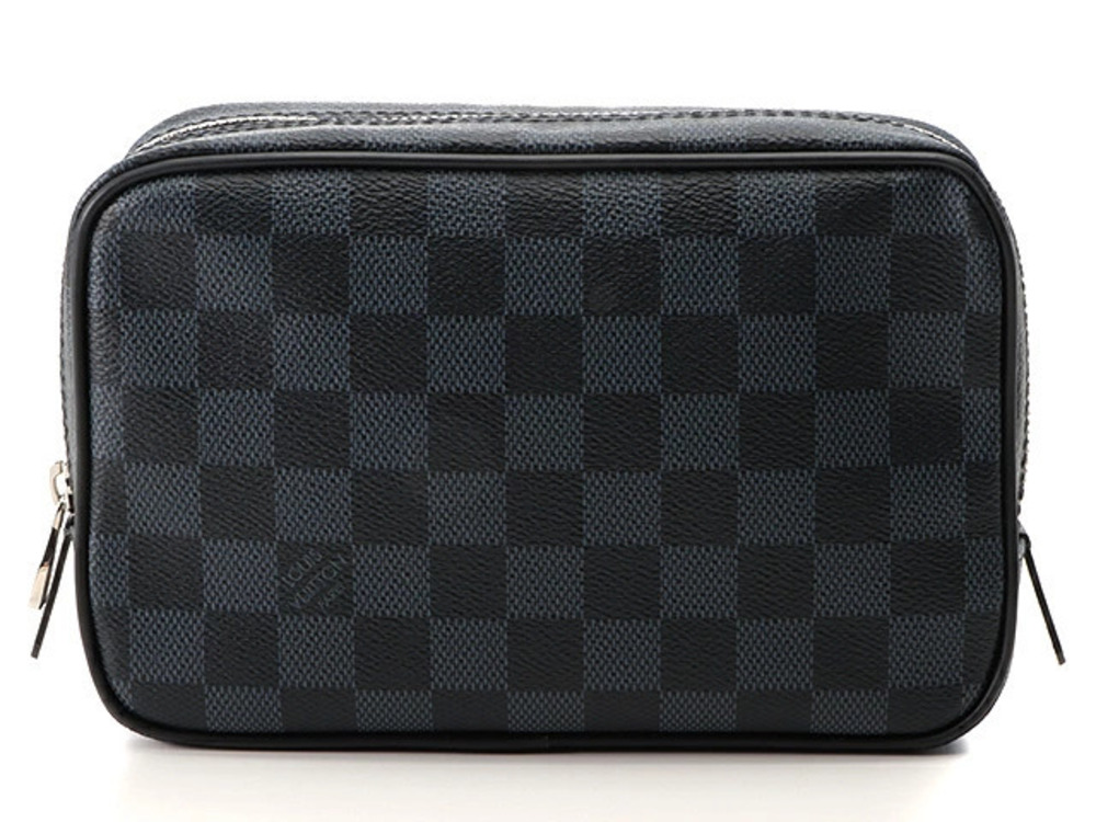 LOUIS VUITTON Trousse Toilette Pouch Clutch Shoulder Bag Damier Cobalt Blue